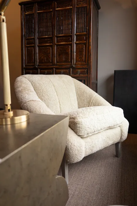 Cream Boucle Lounge Chair